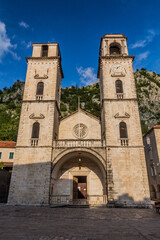 Fototapeta na wymiar Cathedral of Saint Tryphon in the Old Town of Kotor, Montenegro.