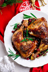 Cranberry and posemary roasted  chicken