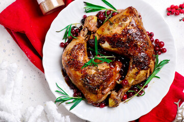 Cranberry and posemary roasted  chicken