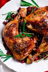 Cranberry and posemary roasted  chicken
