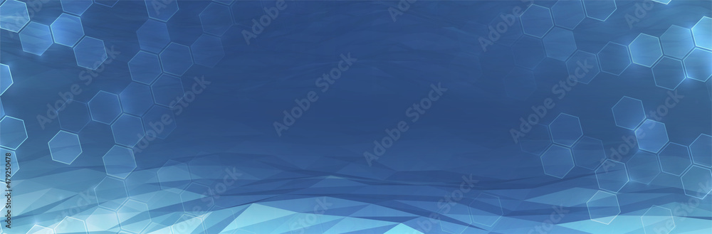 Poster futuristic hexagon background. blue hexagonal pattern. modern vector illustration