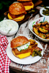 Fillet-o-fish  and chips with tartare sauce.