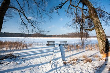 Frozen lake, Masuria Region, Poland