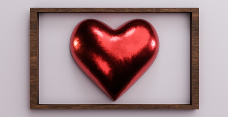 Heart with metallic texture for the day of love and friendship also called valentine's day. 3D illustration render