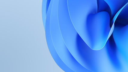 Abstract blue fashion background. Curvy layers wallpaper. 3d rendering