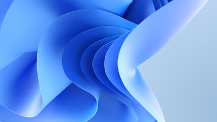 Abstract blue fashion background. Curvy layers wallpaper. 3d rendering