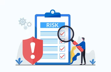 Tuinposter Risk Management concept. Risk control with shield symbol. © Diki