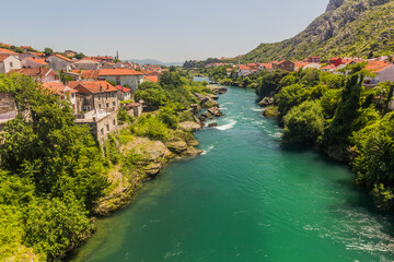 Fototapeta na wymiar Neretva river in Mostar. Bosnia and Herzegovina