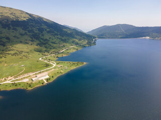 Aerial view of  Belmeken Dam, Rila mountain, Bulgaria