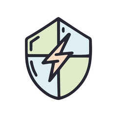 electricity protection color vector doodle simple icon