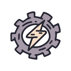 electricity production color vector doodle simple icon