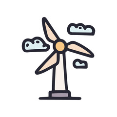 wind farm color vector doodle simple icon