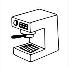 Square coffee machine. Doodle element for design
