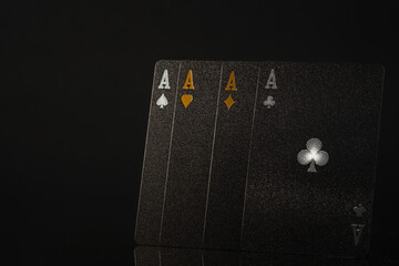 The original composition is four aces on a black background. Gambling, poker, gambling business,...