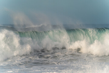 Seascape with strong waves in Quintanilla beach. Arucas. Gran Canaria. Canary Islands