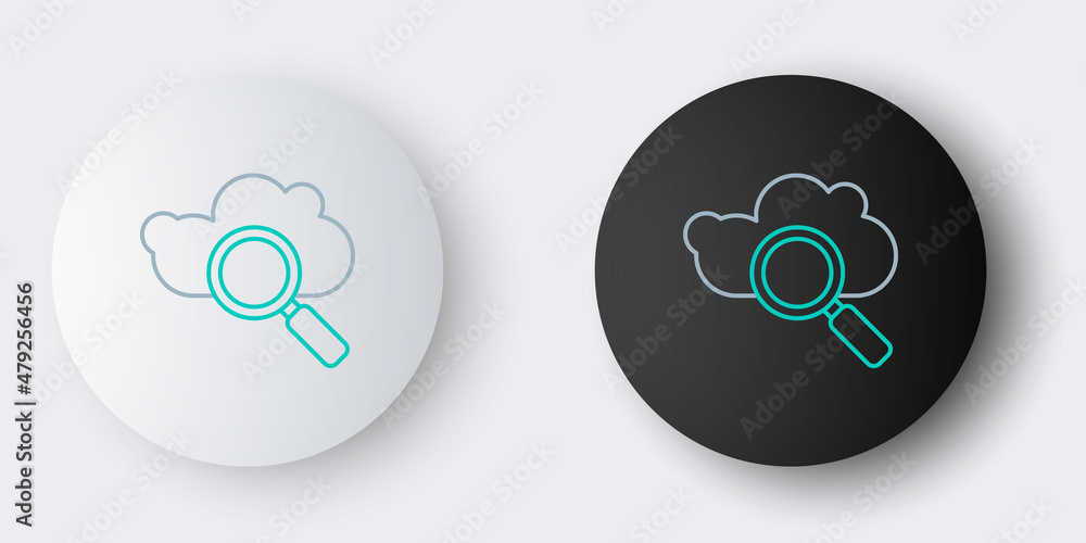 Poster line search cloud computing icon isolated on grey background. magnifying glass and cloud. colorful o