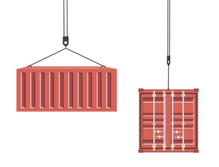 2 Angles Shipping Cargo Container Vector Illustration. Logistic and Transportation Concept Illustration.