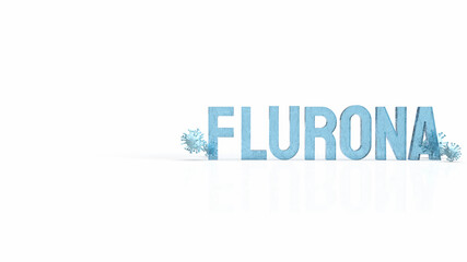 Fototapeta na wymiar The flurona word and virus on white background for outbreaks or sci concept 3d rendering