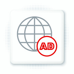 Line Advertising icon isolated on white background. Concept of marketing and promotion process. Responsive ads. Social media advertising. Colorful outline concept. Vector