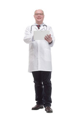 modern mature doctor with a digital tablet.