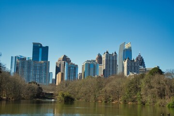 Fototapeta na wymiar Panoramic view of downtown Atlanta skyline from Piedmont Park