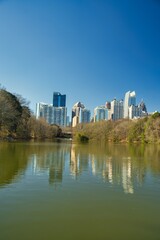 Panoramic view of downtown Atlanta skyline from Piedmont Park