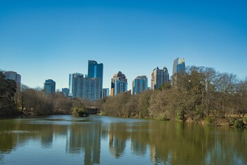 Fototapeta na wymiar Panoramic view of downtown Atlanta skyline from Piedmont Park