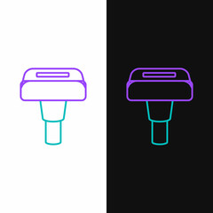 Line Portable home and travel garment steamer for clothes icon isolated on white and black background. Colorful outline concept. Vector