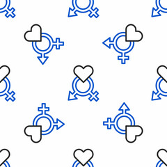 Line Gender icon isolated seamless pattern on white background. Symbols of men and women. Sex symbol. Colorful outline concept. Vector