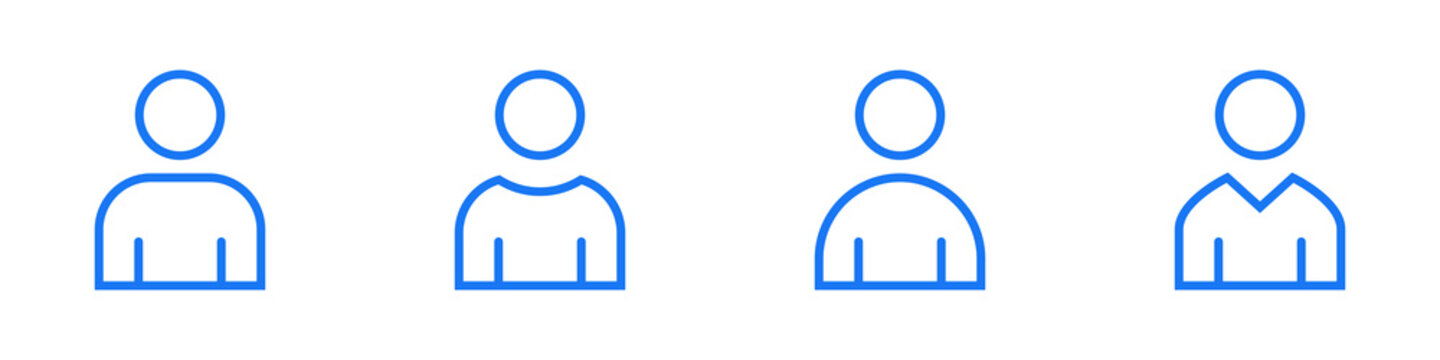 Conjunto de iconos de usuario. Concepto de asistente virtual, perfil de usuario. Ilustraci&oacute;n vectorial, estilo l&iacute;nea azul