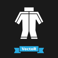 White Wetsuit for scuba diving icon isolated on black background. Diving underwater equipment. Vector