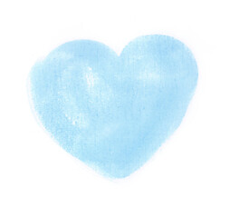Blue watercolor heart on a white background. Delicate, pastel color.