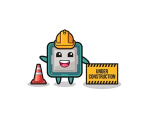 illustration of processor with under construction banner