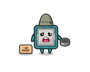 cute processor beggar cartoon character