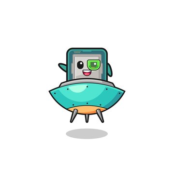 processor cartoon riding a future spaceship