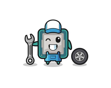 the processor character as a mechanic mascot