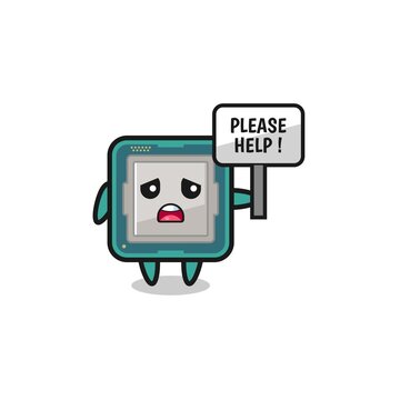 sad cpu holding please help sign clip art preview