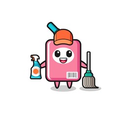 cute milk box character as cleaning services mascot
