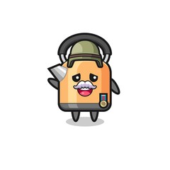 cute kettle as veteran cartoon