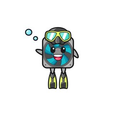 the computer fan diver cartoon character