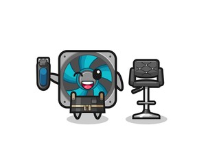 Fototapeta premium computer fan barbershop is holding a trimer