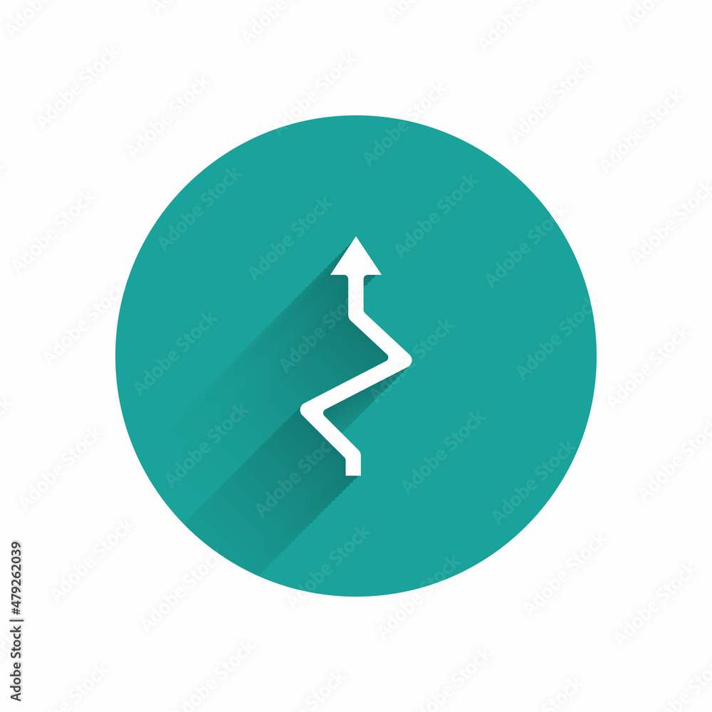 Poster white arrow icon isolated with long shadow background. direction arrowhead symbol. navigation pointe