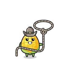 the corn cowboy with lasso rope