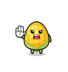 corn character doing stop gesture