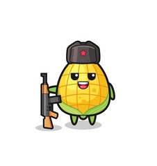 cute corn cartoon as Russian army