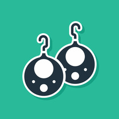 Blue Earrings icon isolated on green background. Jewelry accessories. Vector