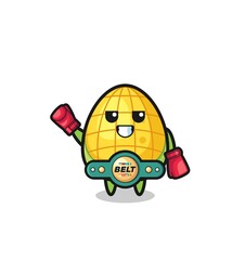 corn boxer mascot character