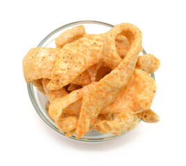 pork rinds isolated on white background