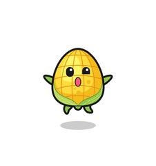 corn character is jumping gesture