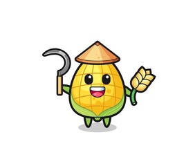 corn Asian farmer holding paddy